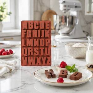 Moule en silicone écologique résistant à la chaleur Smartpan, lettres de l'alphabet, 26 cavités, plaque de cuisson antiadhésive pour chocolat, bonbons, glace, gâteau - Product Image 5