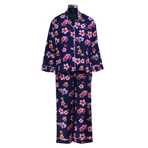 Conjunto de pijama de algodón cómodo informal para mujer, ropa de dormir con estampado gráfico para dormir relajante - Product Image 4