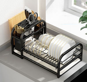 Сушилка для посуды из нержавеющей стали и подставка для ножей и палочек для еды – водонепроницаемая, крепление к раковине, антикоррозийная, без сверления - Product Image 6