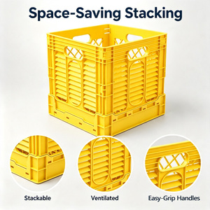 JOIN Ahorro de espacio Almacenamiento plegable amarillo Tamaño de <span class=keywords><strong>cubo</strong></span> de 359mm Apilable para almacén - Product Image 4
