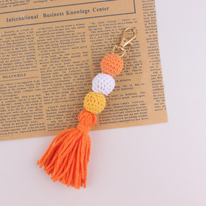 Llavero Colgante de Cuentas Coloridas de 17 cm, Hecho a Mano, con Borla Larga de Peluche, para Bolsos, Llaves y Accesorios de Joyería, Venta al Por Mayor - Product Image 6