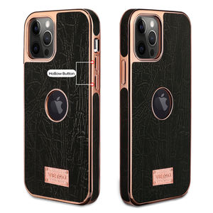 Custodia per cellulare con <span class=keywords><strong>Cover</strong></span> posteriore in pelle <span class=keywords><strong>nera</strong></span> con grana di bambù con cornice elettrolitica per <span class=keywords><strong>iphone</strong></span> serie <span class=keywords><strong>11</strong></span> e 12 - Product Image 3