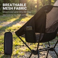 Chaise de camping portable ultralégère YUGUO 4e génération - Pliable avec poches latérales en maille, tissu Oxford pour la randonnée et l'alpinisme