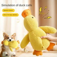 Jouet pour chien en peluche durable en forme de canard, couineur, résistant aux morsures, avec son, soulage l'ennui et l'anxiété pour les chiens de petite/moyenne taille, jaune, fabriqué en Chine