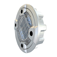 Lampe de sécurité d'allée clignotante à quatre côtés à énergie solaire étanche IP68 goujon de route en aluminium intégré feu de circulation oeil de chat blanc