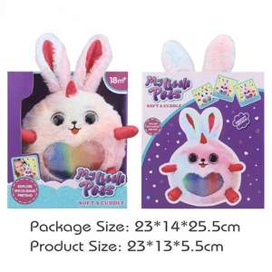 سماعات ألعاب محشوة من القطيفة المتكررة على شكل أرنب على شكل منحدر مع مسجل أصوات وأضواء حيوان محشو لطيف للأطفال - Product Image 2