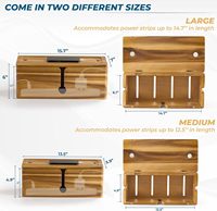 Lot de 2 boîtiers de câbles en bois d'acacia-Gestionnaire caché à 3 emplacements adapté à la carte d'alimentation TV/PC/routeur/bureau