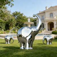 Sculpture d'éléphant en acier inoxydable poli sur mesure Décoration de zoo/aire de jeux (Service OEM/ODM)