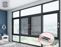 Fenêtre coulissante moderne en alliage d'aluminium de haute qualité avec moustiquaire magnétique, ouverture verticale, rideau suspendu en acier inoxydable, protection thermique