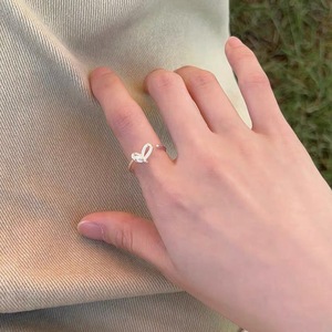 S925 Sterling Silver Knotted Heart <b>Ring</b> For Women Simple Minimalist Open Design Gift Jewelry - Product Image 2