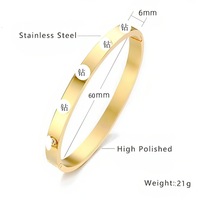 Bracelets et Joncs Simples en Acier Inoxydable Plaqué Or 18K pour Femmes, Incrustés de Zircons, Vente en Gros de Bijoux Fantaisie