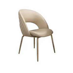 PurelyFeel Italian high-end light luxury style gold stainless steel champagne gold dining chair hollow rainbow chair