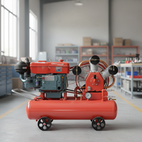 Compresseur d'air diesel mini-pompier, refroidi par air, stationnaire, lubrifié, W-3.5/5, 1.8m/min, avec pompe à piston, moteur et réservoir d'air