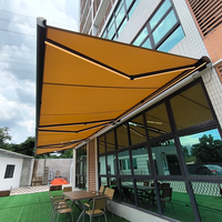 Hanrui extérieur personnalisé motorisé fenêtre pleine porte soleil métal aluminium polycarbonate pliable auvent auvent