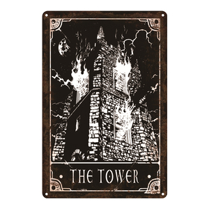 ป้ายโลหะวินเทจลายไพ่ทาโรต์ The Tower Lovers Sun Star Plaque Deadly <span class=keywords><strong>Tarot</strong></span> สำหรับตกแต่งบ้าน บาร์ ผับ โรงรถ ห้องนั่งเล่น หรือผนังห้อง - Product Image 3