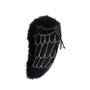 Costume de fête personnalisé noir blanc démon mal <span class=keywords><strong>ange</strong></span> ailes or argent paillettes forme plume ailes d'<span class=keywords><strong>ange</strong></span> en Nylon - Product Image 2