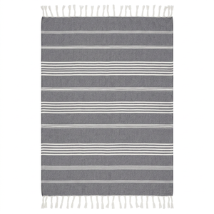Gray <b>White</b> Striped Jute Area <b>Rug</b> Woven Cotton Blend Carpet Neutral Home Decor for Living Room <b>Bedroom</b> - Product Image 1
