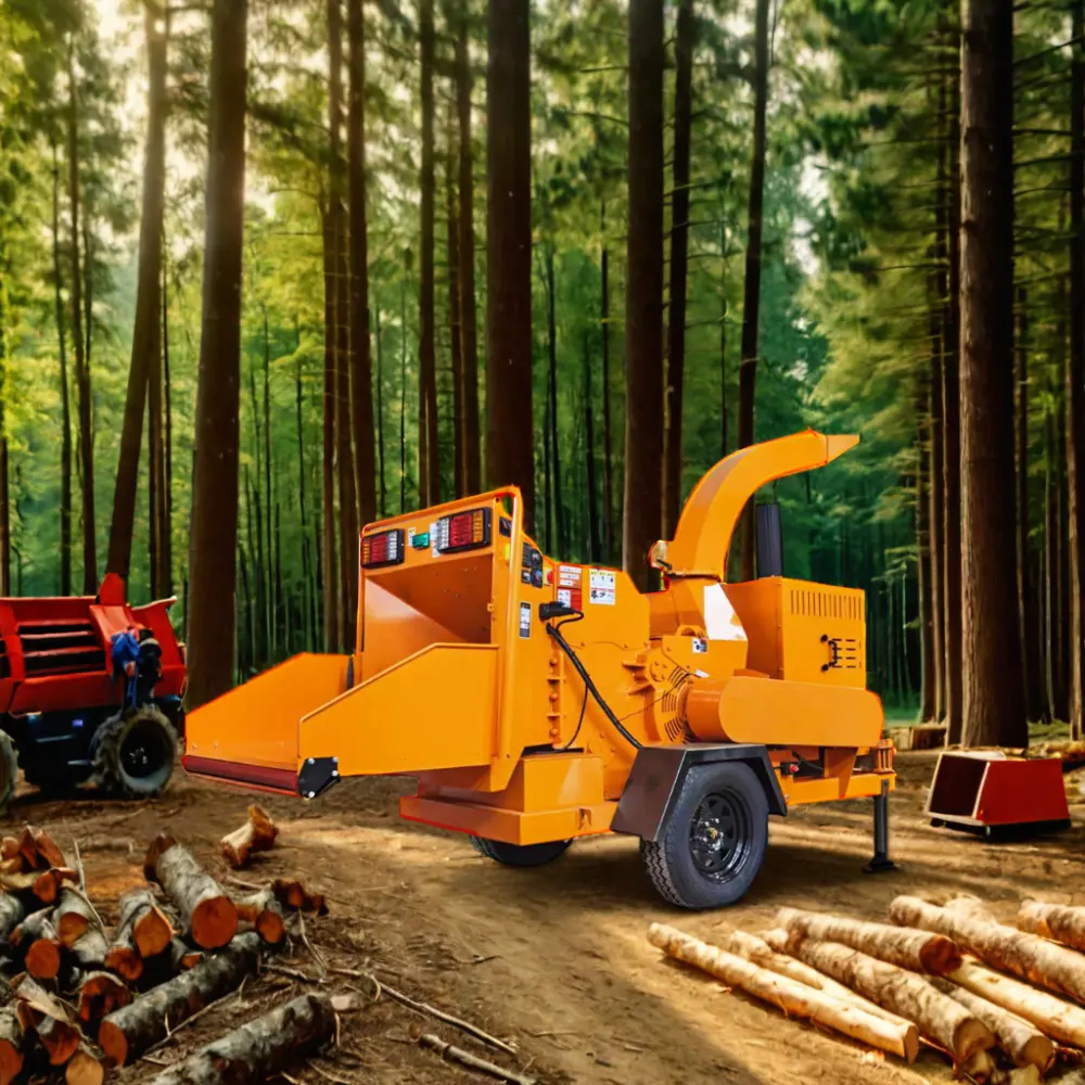 Kullanımı kolay yüksek kaliteli dizel ağaç öğütücü ormancılık makineleri odun parçalayıcı parçalayıcı makinesi