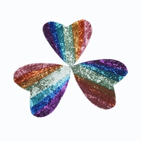 Prix usine arc-en-ciel coeur broderie paillettes Patch fer sur pour vêtements fille Applique autocollant