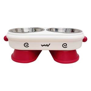 Bol double pour animaux de compagnie, 14 cm de large, en acier inoxydable, pour l'alimentation et l'abreuvement des chiens et des chats, conception anti-basculement - Product Image 2