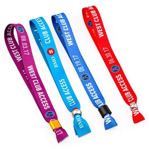Bracelets promotionnels écologiques ajustables en plastique avec clip, pour événements et fêtes, bracelets tissés en tissu personnalisés pour festivals - Product Image 5