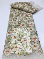 Tissu en dentelle à sequins luxueux avec tissu brodé à sequins, tissu en dentelle tulle pour robes de mariée