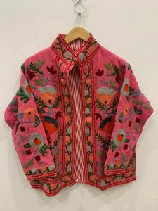 Chaqueta corta de invierno Suzani de algodón Floral naranja TNT Chaqueta corta bordada de invierno para fiesta TNT Coat - Product Image 6