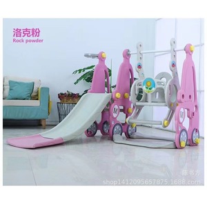 Rock Powder Children Indoor Multi Functional <b>Slide</b> Swing Combination Playground Pink <b>Plastic</b> Girl Toy - Product Image 1