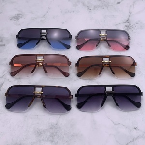 2025 Retro Gradient màu chống UV Kính mát biểu tượng tùy chỉnh UV400 nửa-khung rùa PC chất liệu cho nam giới và phụ nữ - Product Image 4