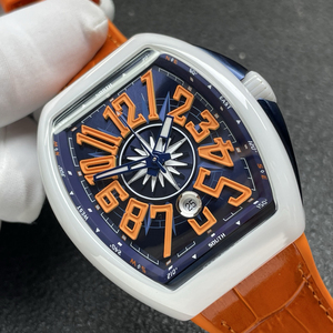 High-end Luxury Cask-shaped Automatic Mechanical <b>Watch</b> Stainless Steel Case Sapphire Crystal 45mm <b>Compass</b> Dial Orange Leather - Product Image 1