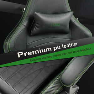 Silla de juego <span class=keywords><strong>Razer</strong></span> negra y verde, altavoces de masaje, silla de edición de carreras de cuero PU, silla de juego Cadeira con reposapiés - Product Image 5