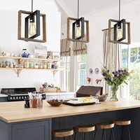 Luminaire suspendu industriel rétro vintage rustique réglable en hauteur AB noir pour îlot de cuisine, salle à manger, entrée, hall d'entrée, intérieur