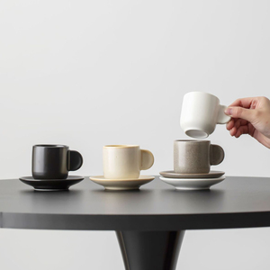 Unique Handle <b>Small</b> Ceramic Coffee <b>Cup</b> and Saucer 100ml Espresso <b>Cup</b> Set - Product Image 4