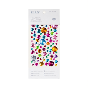 Adesivi con strass Ilan 6-20 mm, forme assortite colorate per decorazioni artigianali - Product Image 1