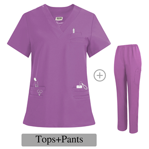 कारखाने थोक ओडाम महिलाओं की लघु आस्तीन सर्जिकल स्क्रब डॉक्टर/नर्स वर्दी स्पा सैलून वर्कवियर डेंटल सेट पॉलिएस्टर डोबी - Product Image 6