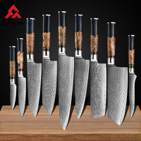 En gros, couteau japonais VG10 à manche en résine, couteau de boucher, couteau à découper, couteau à désosser, couteau de chef Santoku, ensemble de couteaux de cuisine, couteau de cuisine Damas