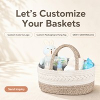 Panier de rangement en corde de coton avec logo couleur personnalisé, OEM ODM, sac fourre-tout tissé à la main avec séparateur amovible pour bébé, usage multifonctionnel