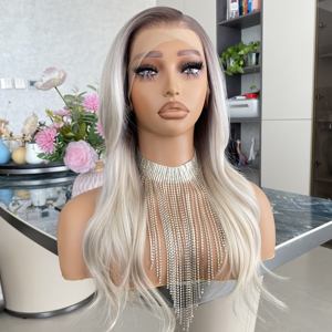 Carkira <b>Wigs</b> Scandi Hairline Soft Ash Brown Natural Wave <b>Synthetic</b> 13x6 Lace Front <b>Wig</b> Heat Resistant Transparent 20inch - Product Image 1