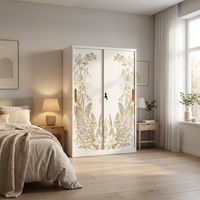 Armoire convertible autoportante en acier avec double porte coulissante verrouillable, miroir imprimé, pour chambre, salle de sport, design moderne et portable pour la maison