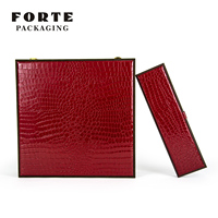 Boîte à bijoux Forte Hi end, boîtier de rangement en cuir de Crocodile pour bijoux, grand ensemble boîte à bagues