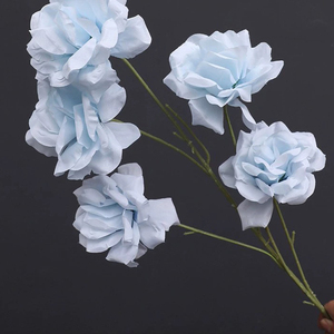 Vintage Casa de Campo decoración del hogar Artificial realista azul Margarita tallos plástico Dahlia ramo hecho a mano aniversario regalo Día de la madre - Product Image 4