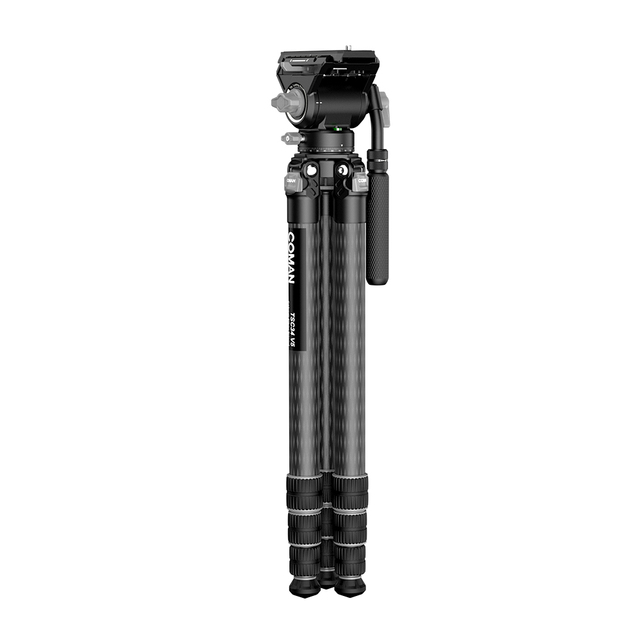 COMAN TSC34V5 Professional Video Camera Tripods Multifunction Carbon Fiber Professional Photographic Tripod With Fluid Head