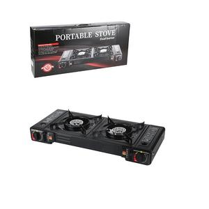 Estufa de tarjeta de doble quemador portátil con encendido de 3 segundos Estufa de campamento de combustible de gas butano a prueba de viento para pequeños viajes de campamento al aire libre - Product Image 6