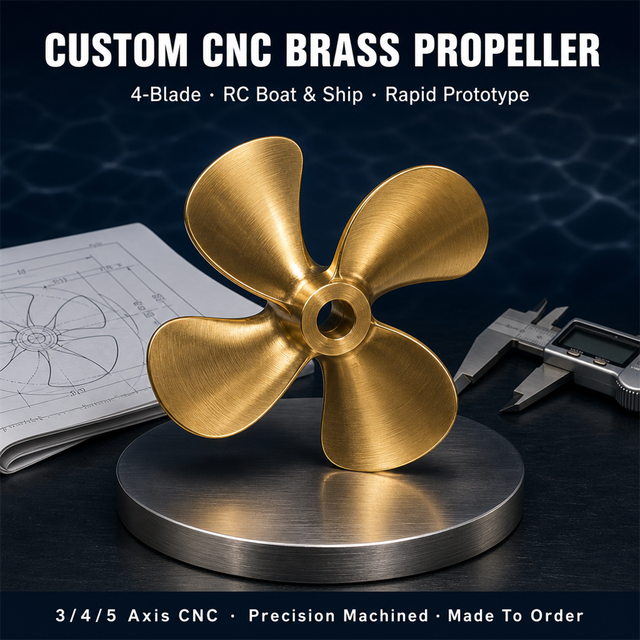 Customized 3/4/5 Axis Rapid Prototype CNC Precision Toy Paddle Brass 4-blade Propeller Rc Boat/ship Propeller