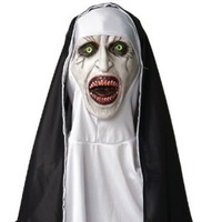En stock - Masque de nonne du film d'horreur Halloween The Conjuring 2, en latex, avec fonction lumineuse, accessoire de cosplay et costume, tailles M/L/XL