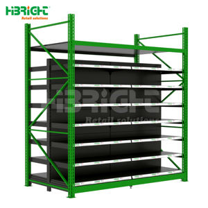 Rayonnages de magasin de détail en métal de taille personnalisée, rayonnages de gondole, rayonnages de stockage d'entrepôt - Product Image 1