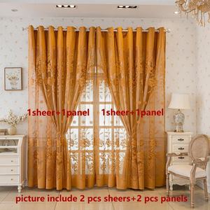 Fabricante al por mayor de lujo de estilo europeo ventana bordada cortinas de encaje transparente café Beige gris sala de estar decorar cortina - Product Image 4