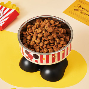 Bol pour animaux de compagnie en acier inoxydable surélevé, antidérapant, facile à nettoyer, pour l'alimentation et l'eau des chats et des chiens, avec support - Product Image 2