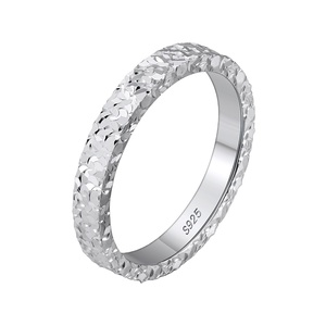 Rinntin APR34 3MM 폭 헤비 웨이트 솔리드 925 스털링 실버 몰딩 프로세스 해머 패턴 스파클링 링 - Product Image 1
