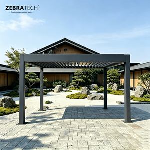 Tonnelle d'extérieur en aluminium thermolaqué 3x4m avec norme UKCA, écologique et naturelle, pour la décoration de patio et de piscine - Product Image 1